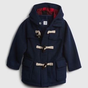 NWT Baby GAP Hooded Wool Peacoat Lined/w toggles